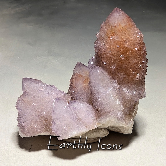 Amethyst Spirit Quartz from South Africa; Raw Mineral Display Specimen; Limonite Inclusion