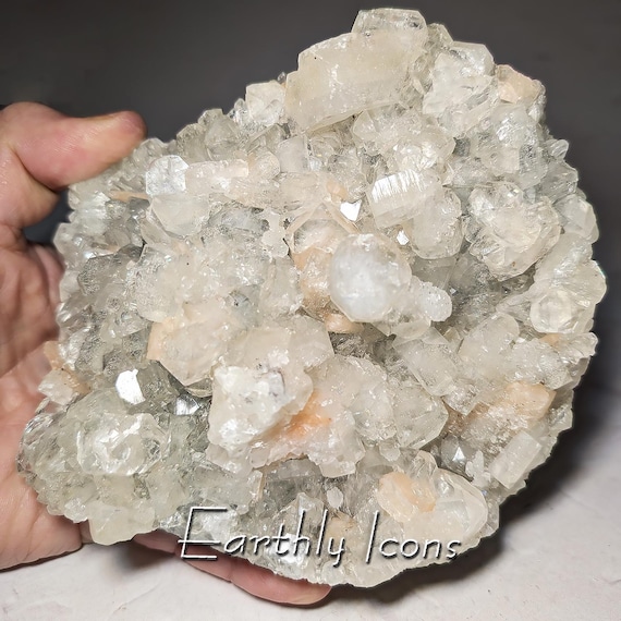 Large (1,352.9g) Apophyllite and Stilbite on Chalcedony from Nashik, India; Apophyllite Decorator Crystal Display Specimen