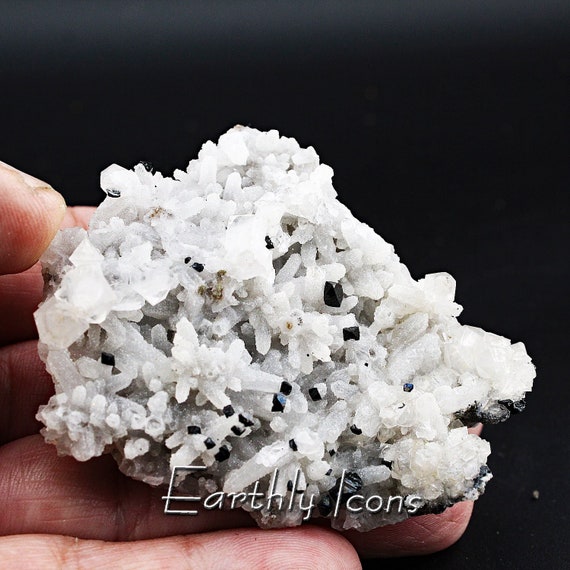 Ilvaite on Quartz with Scepters from Dalnegorsk, Russia; Raw Mineral Display Specimen; Crystal Cluster; Quartz Druzy; Quartz Scepters;