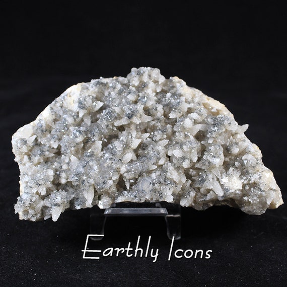 Calcite with Specularite and Quartz; Druzy Dogtooth Calcite Specimen; Raw Calcite Specimen; Decor Sparkly Crystal Gift
