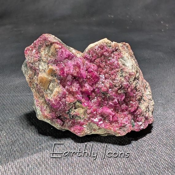 Glittering Deep Pink Cobalto Calcite Crystals (Cobaltoan Calcite / Cobaltocalcite) from Congo; Raw Mineral Specimen; Metaphysical Mineral