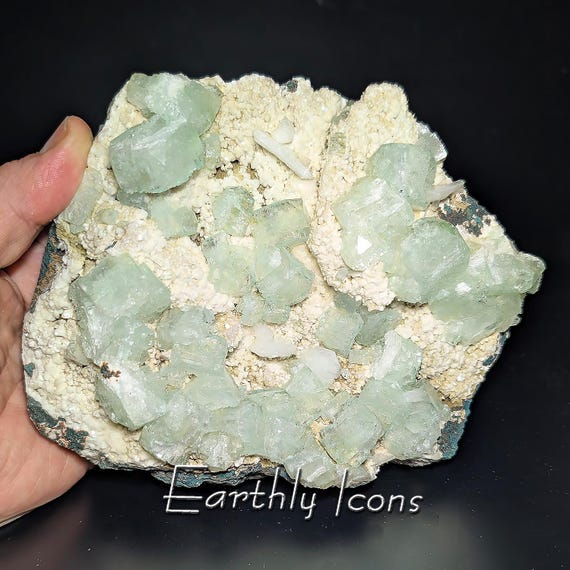 Large (2kg) Gemmy Green Apophyllite and Stilbite on Heulandite from Mumbai, India; Zeolite Combo Specimen
