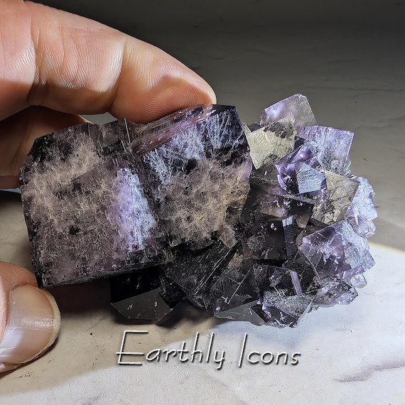 Stellar Purple Fluorite from the Purple Rain Pocket, Lady Annabella Mine; Raw Purple Fluorite; Lady Annabella Fluorite; English Fluorite