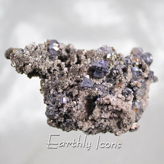 Galena Specimen with Chalcopyrite and Calcite from Tri-State District; Galena Crystal; Galena Cluster; Raw Galena Mineral