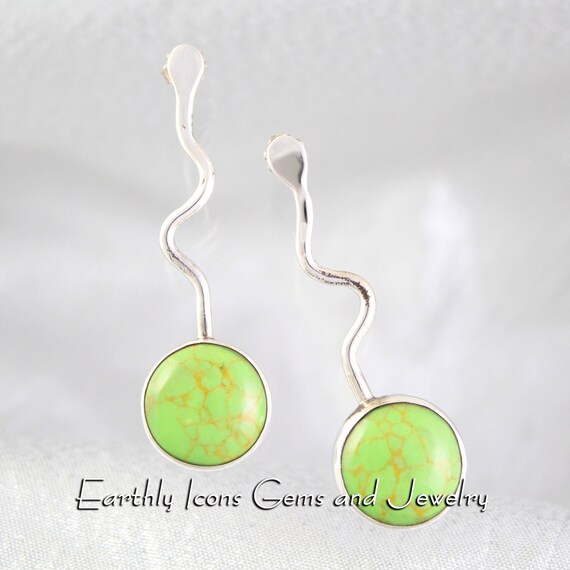 Gaspeite and Sterling Silver Earrings