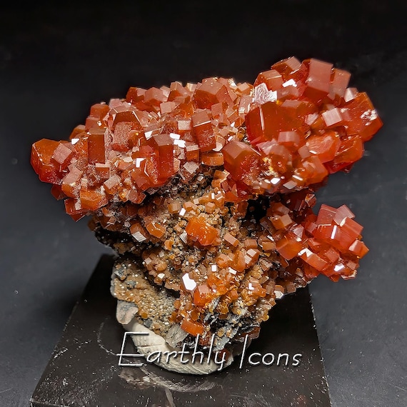 Vanadinite on Barite from Mibladen Mining District, Morocco; Raw Mineral Display