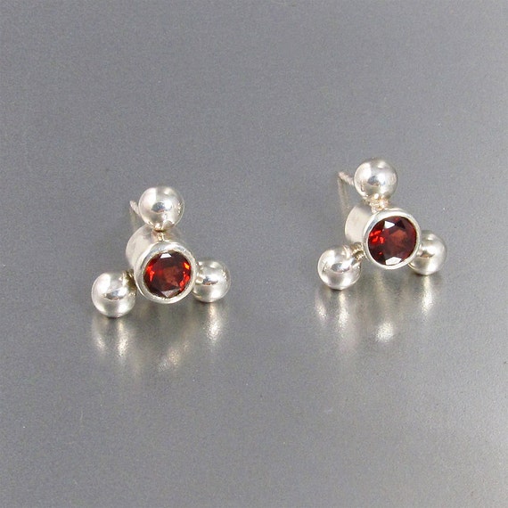 Garnet Earrings in Sterling Silver