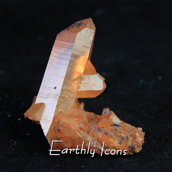 Natural Tangerine Quartz Crytal Specimen; Minas Gerais Crystal; Orange Quartz Cluster; Raw Tangerine Quartz; Brazilian Quartz Specimen