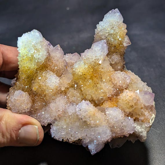 Amethyst Spirit Quartz Crystal Cluster (655g) from South Africa; Cactus Quartz; Raw Mineral Display Specimen