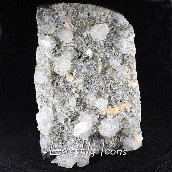 Large (5.9kg) Gemmy Apophyllite and Stilbite on Druzy Chalcedony Mineral Cluster Display Specimen from India; Decorator Display