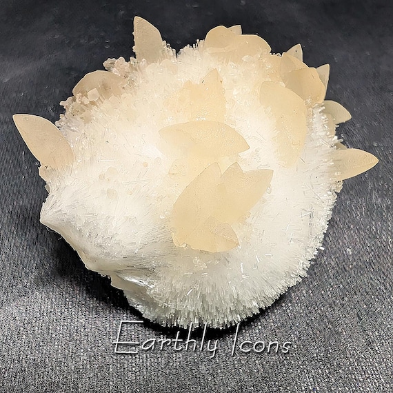Scolecite and Calcite Cluster from Poona District, India; Zeolite; Aesthetic Specimen Display