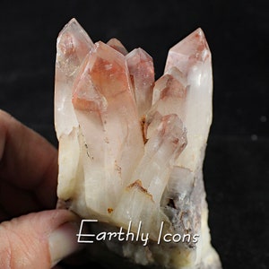 Red Quartz Crystal Cluster with Phantoms from Jiangxi, China; Quartz Crystal Display Specimen; Hematoid Quartz; Chinese Quartz Crystals