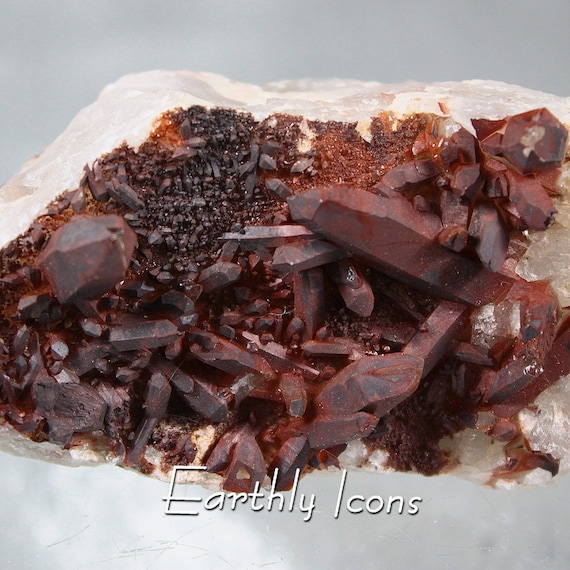 Hematoid Quartz Crystals from Morocco; Red Quartz Crystals Points; Quartz with Hematite; Raw Quartz Specimen
