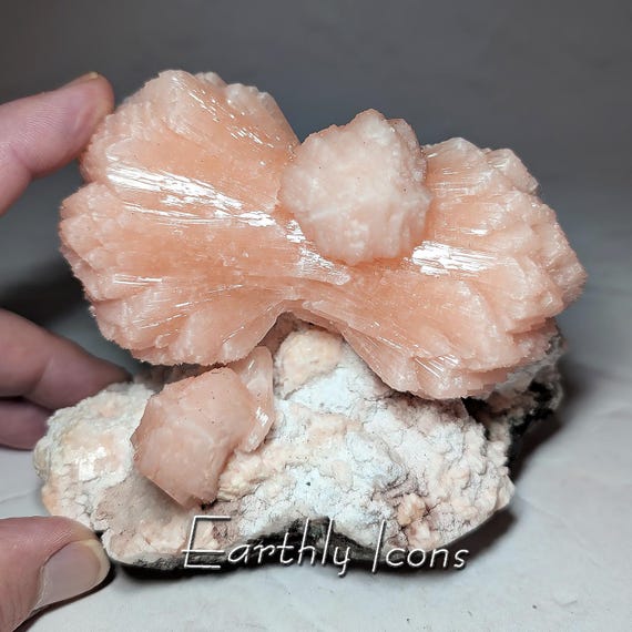 Large Pink Stilbite Bowtie (938g) from Karur District, Tamil Nadu, India; Stilbite Crystals; Zeolite Specimen