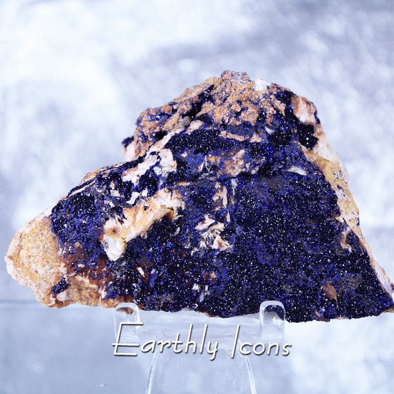 Druzy Azurite From Balabacore Mine, Morocco; Raw Azurite Druzy Crystals; Deep Blue Azurite Specimen; Natural Azurite Crystals