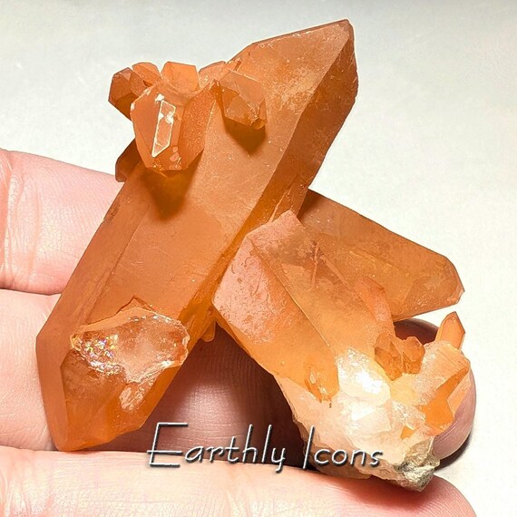 Natural Tangerine Quartz Crytal Specimen; Minas Gerais Crystal; Hematoid Quartz Specimen; Raw Tangerine Quartz; Brazilian Quartz Specimen