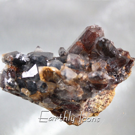 Hematoid Smoky Quartz Cluster from Morocco; Hematoid Quartz Cluster; Smokey Quartz Cluster; Smokey Hematoid Quartz Crystal Cluster