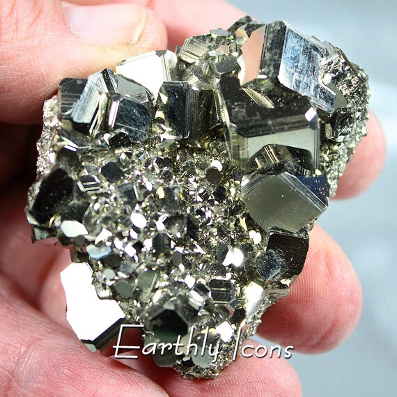 Pyrite Crystal Cluster from Huanzala Mine, Peru; Pyrite Cluster; Raw Pyrite Specimen; Peruvian Pyrite Crystal; Natural Pyrite Crystals