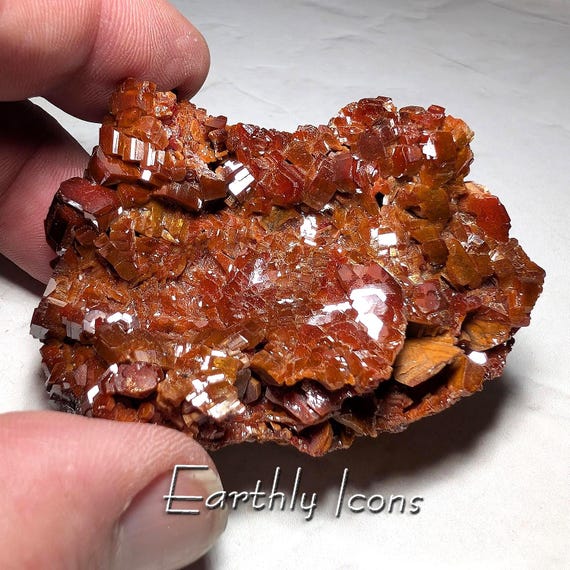 Vanadinite Mineral Specimen from Morocco; Raw Mineral Display