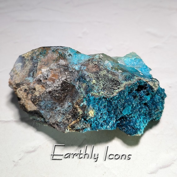 Large Chrysocolla on Quartz from Tentadora Mine, Peru; Raw Chrysocolla Mineral Specimen; Chrysocolla Stone; Peruvian Chrysocolla