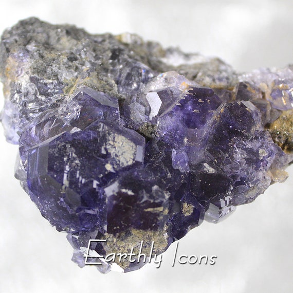 Tanzanite Fluorite from Fujian, China; Tanzanite Color Fluorite; Purple Fujian Fluorite; Raw Purple Flourite Crystals; Natural Fluorite