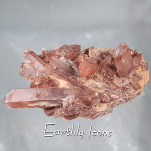 Red Quartz Crystal Cluster with Phantoms; Red Quartz Cluster from Jiangxi, China; Raw Red Quartz Crystals;  Phantom Red Quartz Crystal