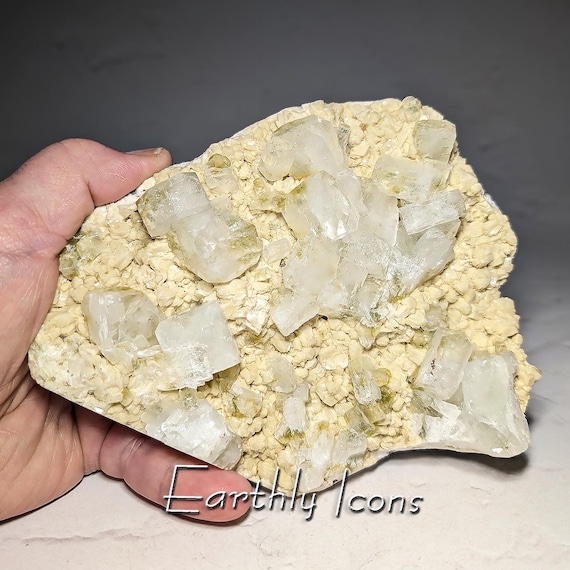Apophyllite on Yellow Heulandite from Nashik District, Maharashtra, India; Zeolite Combo Specimen