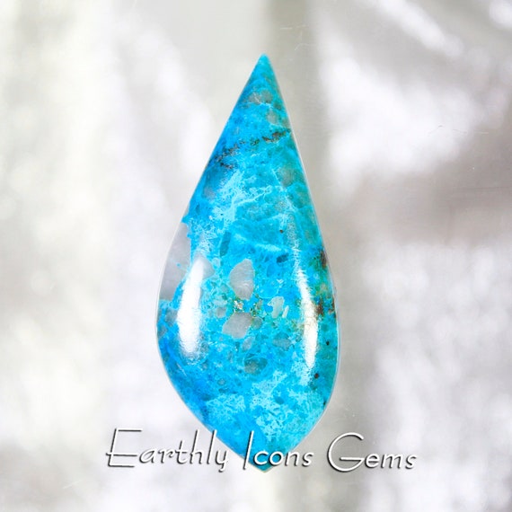 Gem Chrysocolla in Quartz Designer Cut Cabochon; Designer Cabochons