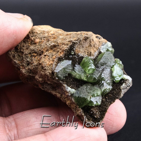 Ludlamite Crystal Cluster on Matrix; Raw Mineral Display Specimen; Healing Crystal; Ludlamite from Brazil; Raw Ludlamite Crystals
