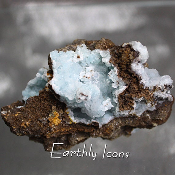 Blue Aragonite Specimen; Raw Blue Aragonite Cluster; Druzy Blue Aragonite; Raw Blue Aragonite; Natural Blue Aragonite Specimen
