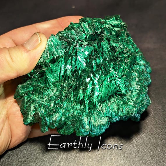 Fibrous Chatoyant Vibrant Green Malachite; Mashamba Mine, Congo (Brazzaville); Crystal Home Decor