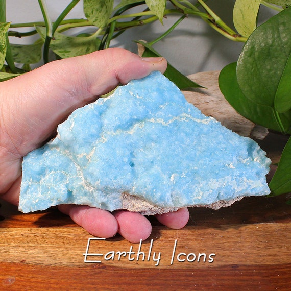 Blue Aragonite Specimen; Botryoidal Raw Blue Aragonite; Natural Blue Aragonite Hunnan China; Intuition Stone; Crystal Collector Specimen