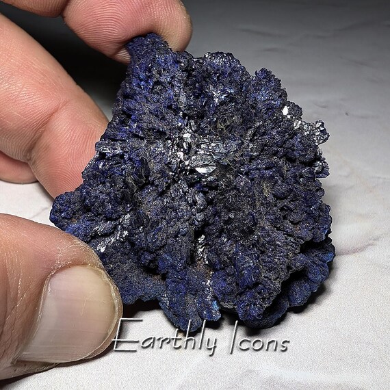 Azurite Crystal Cluster From Morocco; Raw Azurite Druzy Crystals; Deep Blue Azurite Specimen; Natural Azurite Crystals