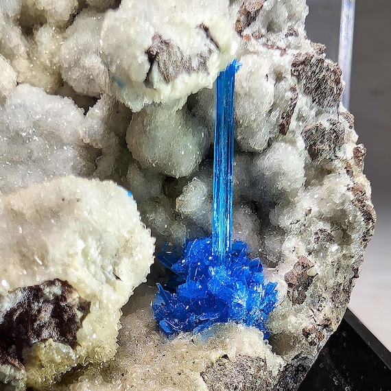 Rare One of a Kind Pentagonite on Heulandite from Pune, India; Blue Mineral Crystal; Metaphysical Mineral