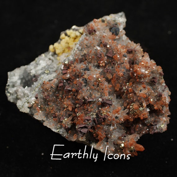 Red Quartz Crystals with Pyrite, Dolomite and Chalcopyrite from Jiangxi, China; Quartz Crystal Display Specimen; Hematoid Quartz