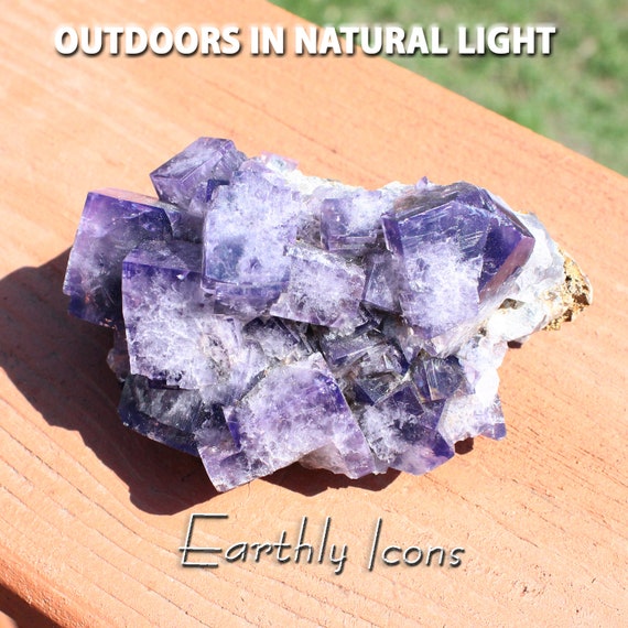 Purple Fluorite from the Purple Rain Pocket, Lady Annabella Mine; Raw Purple Fluorite; Purple Fluorite Cluster; English Fluorite Cluster