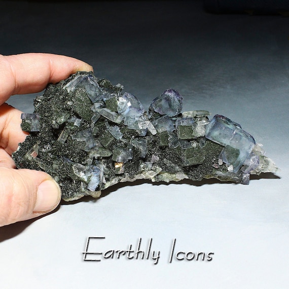 Fluorite with Quartz from Yaogangxian Mine, Hunan Province, China; Yaogangxian Fluorite; Needle Quartz Crystals with Fluorite