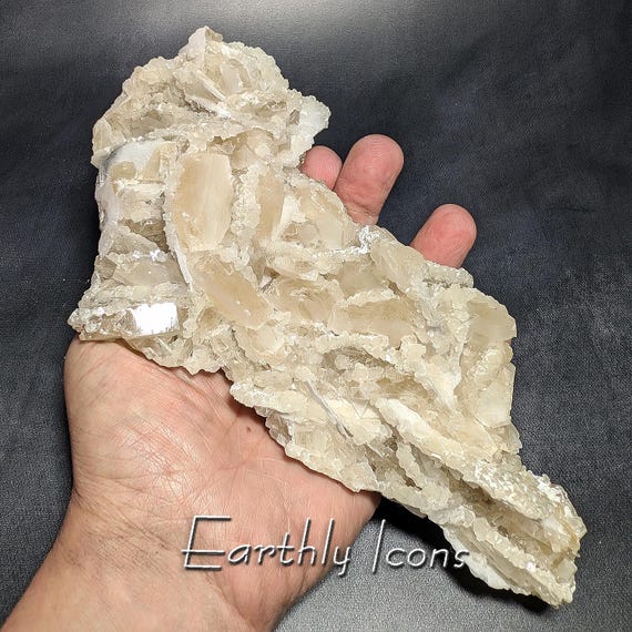 Large Barite with Calcite from Madagascar; Mineral Combo Display Specimen; Raw Barite Crystals and Calcite Crystals