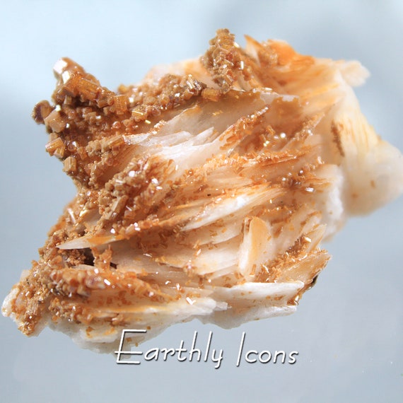 Barite with Vanadinite Cluster Specimen from Morocco; Barite Crystals with Vanadanite Crystals; Moroccan Vanadanite on Barite Crystals