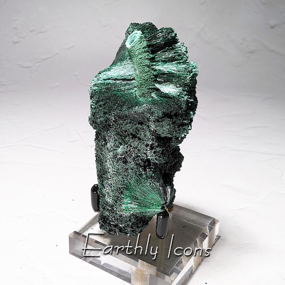 Chatoyant Malachite Stalactite Specimin; Raw Metaphysical Mineral; Sparkling Green Collector Malachite Stalactite; DR Congo
