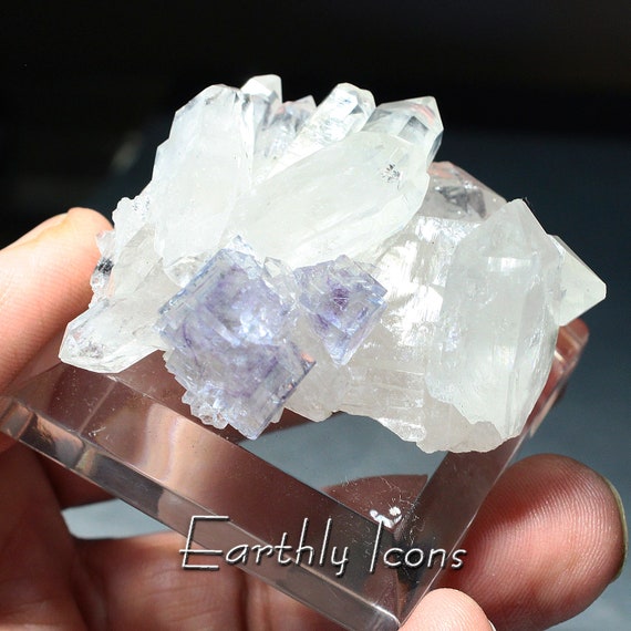 Fluorite on Quartz from Yaogangxian Mine, Hunan Province, China; Zoned Purple Fluorite; Yaogangxian Fluorite; Fluorite and Quartz