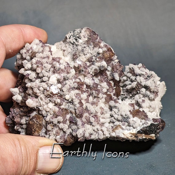 Fluorite on Quartz Crystals from Inner Mongolia; Chinese Fluorite Specimen; Purple Fluorite; Raw Mineral Specimen; Raw Fluorite