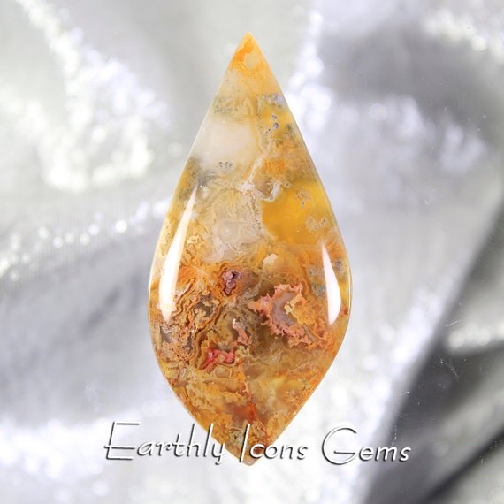 SALE PRICE - Regency Rose Graveyard Point Plume Agate Cabochon, Designer Cabochons
