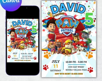 Sjabloon bewerkbare verjaardagsuitnodiging, afdrukbare verjaardagsuitnodiging, sjabloon voor digitale kinderfeestje Evite Bday Card