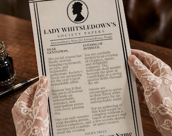 Lady Whistledown Society Paper Printable, Bridgerton Template High Society