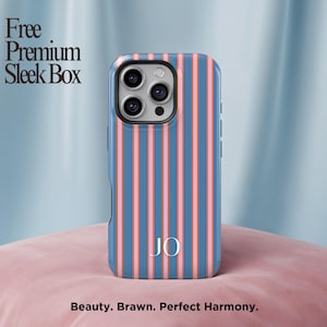 Custom Initials Phone Case Personalized Name Striped iPhone 16 15 14 13 12 Pro Max Case Samsung Galaxy S25 S24 S23 Ultra Cover