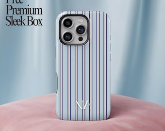 Gestreept telefoonhoesje met monogram, aangepaste initiaalcover