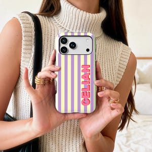 Custom MagSafe Phone Case, Personalized Initials Monogram Striped case for iPhone 17 16 15 14 13 12 Pro Max, Samsung S25 S24 S23 Ultra case image 8