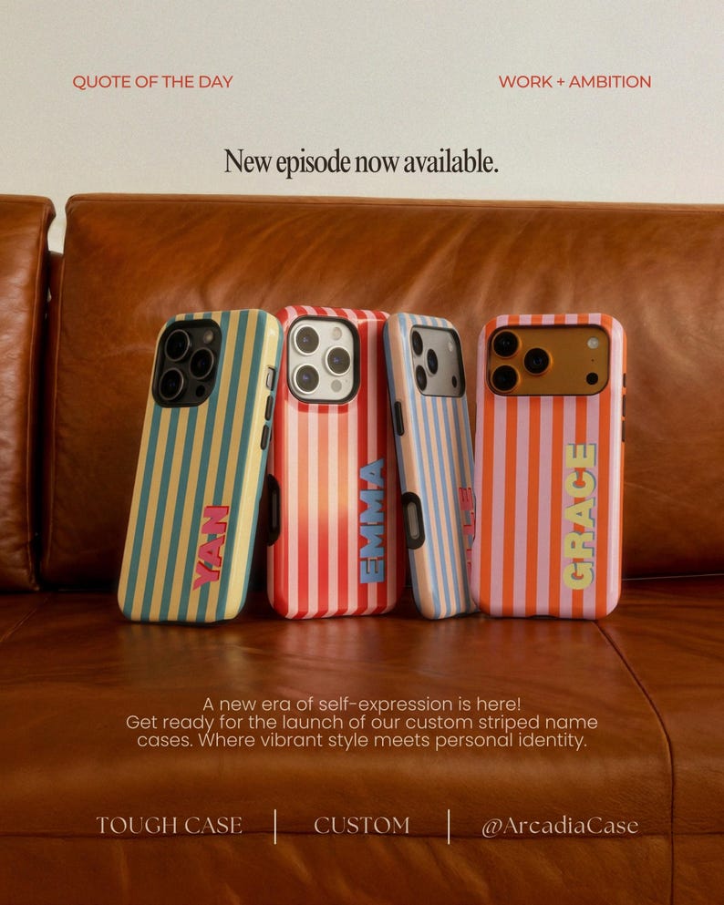 Custom MagSafe Phone Case, Personalized Initials Monogram Striped case for iPhone 17 16 15 14 13 12 Pro Max, Samsung S25 S24 S23 Ultra case image 4