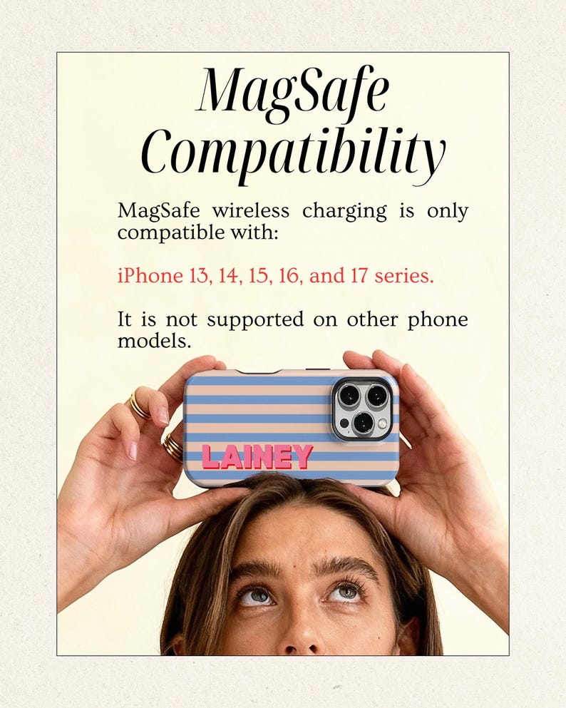 Custom MagSafe Phone Case, Personalized Initials Monogram Striped case for iPhone 17 16 15 14 13 12 Pro Max, Samsung S25 S24 S23 Ultra case image 3